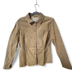 Small Vintage Bagatelle tan suede patchwork lightweight jacket with snap closure
